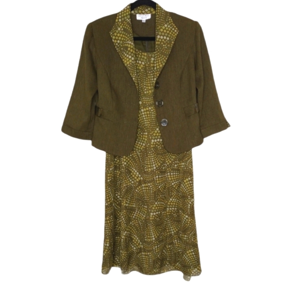 Studio I Petite Size 6P Two-fer Viral Dot Dress and Jacket